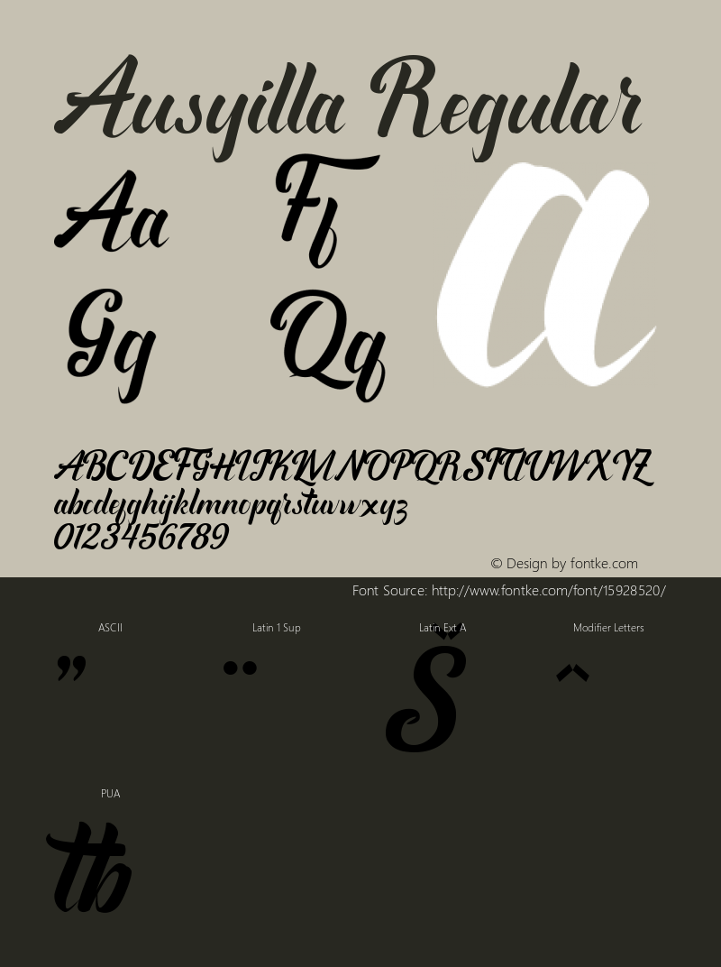 Ausyilla Regular Version 1.000 Font Sample