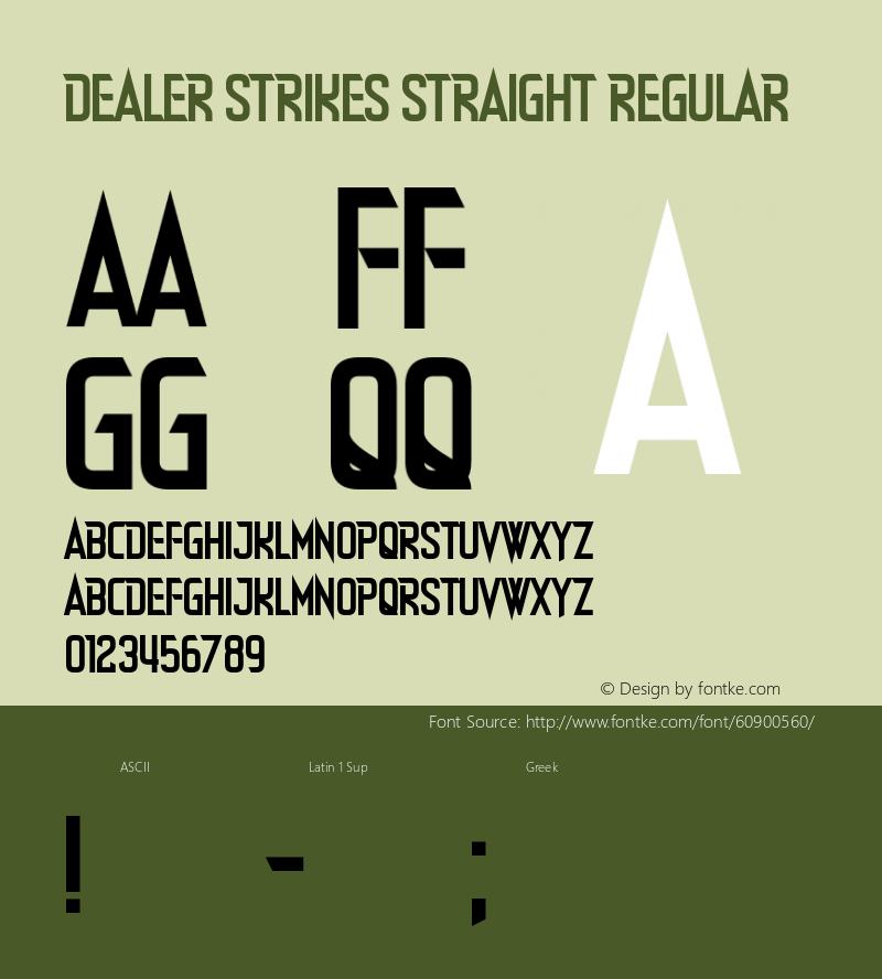 Dealer Strikes Straight Version 1.00;April 9, 2020;FontCreator 11.5.0.2430 64-bit Font Sample