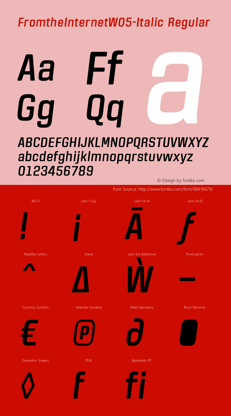 From the Internet W05 Italic Version 1.00 Font Sample