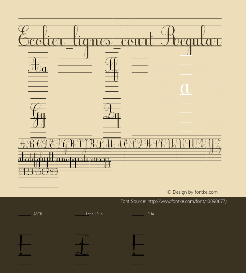 Ecolier_lignes_court Regular Version 1.00 Font Sample