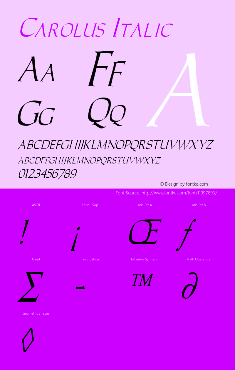 Carolus Italic Altsys Fontographer 3.5  4/18/92 Font Sample