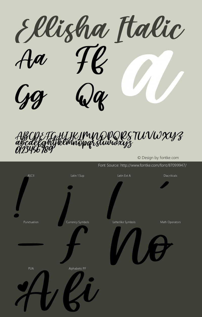 Ellisha Italic Version 1.00;December 12, 2020;FontCreator 13.0.0.2683 64-bit Font Sample