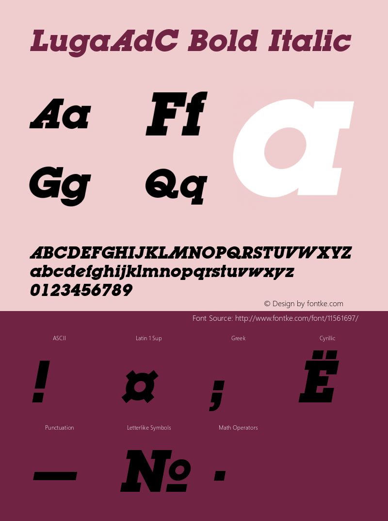 LugaAdC Bold Italic Version 1.000 Font Sample