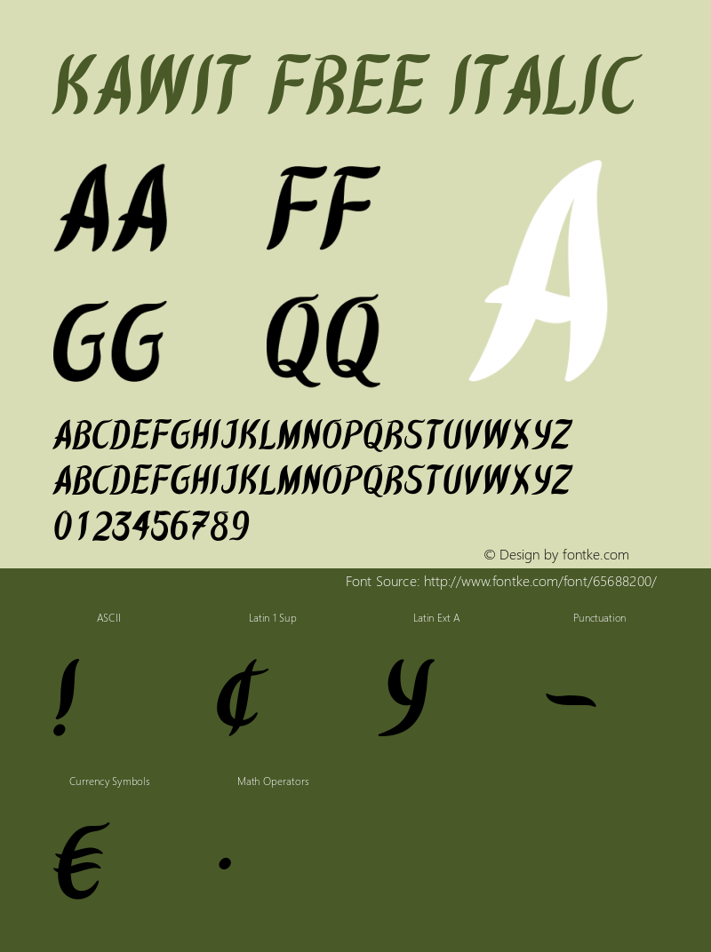 Kawit Free Italic Version 1.006;Fontself Maker 3.5.1 Font Sample