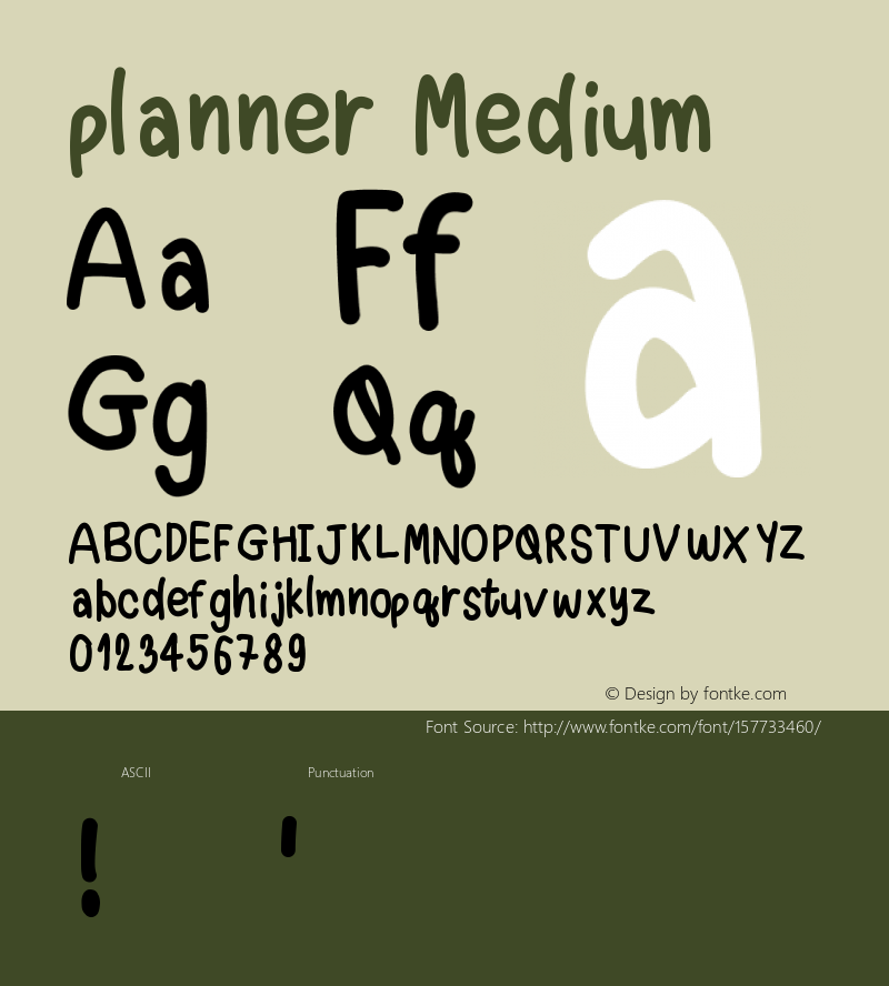 planner Version 001.000 Font Sample