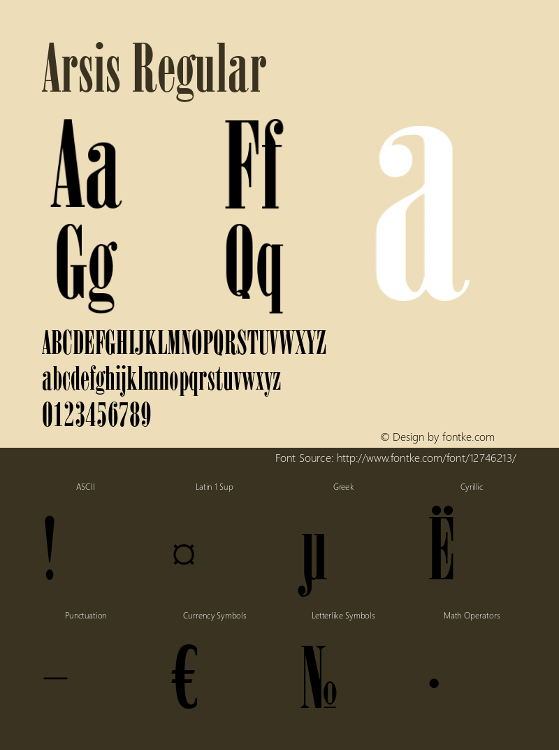 Arsis Regular OTF 1.0;PS 1.2;Core 116;AOCM 1.0 28 Font Sample