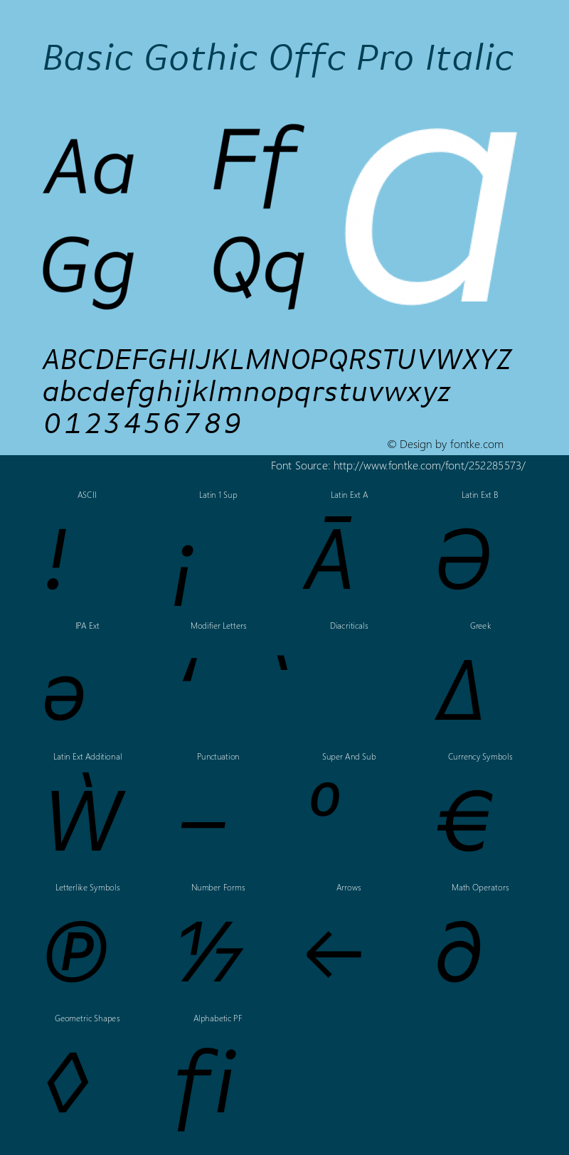Basic Gothic Offc Pro Italic Version 7.504; 2010; Build 1001图片样张