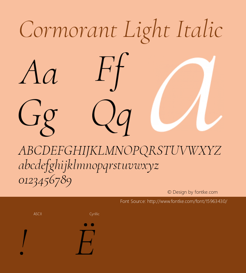 Cormorant Light Italic Version 1.000;PS 002.000;hotconv 1.0.88;makeotf.lib2.5.64775; ttfautohint (v1.4.1) Font Sample