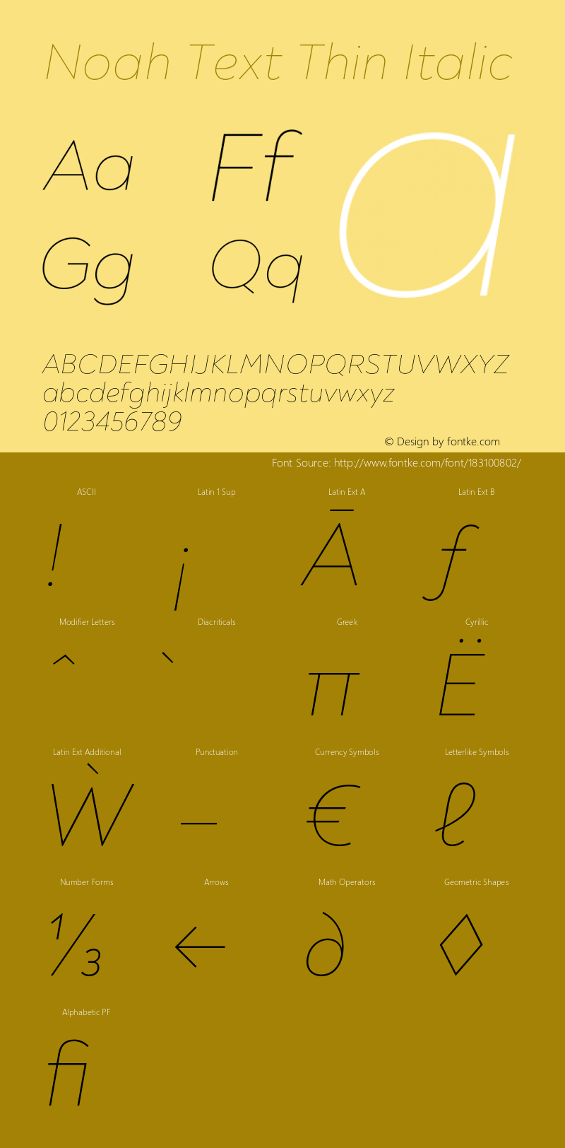 Noah Text Thin Italic Version 1.000;PS 001.000;hotconv 1.0.88;makeotf.lib2.5.64775图片样张