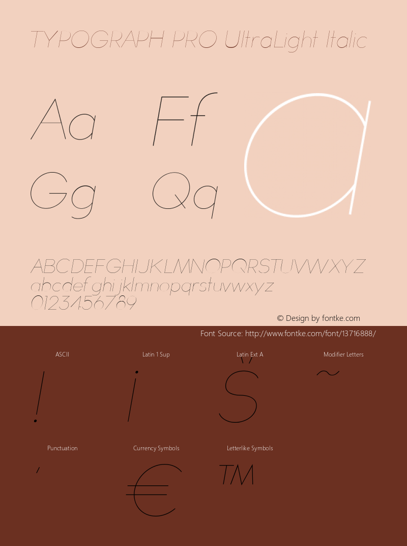 TYPOGRAPH PRO UltraLight Italic Version 1.000 Font Sample