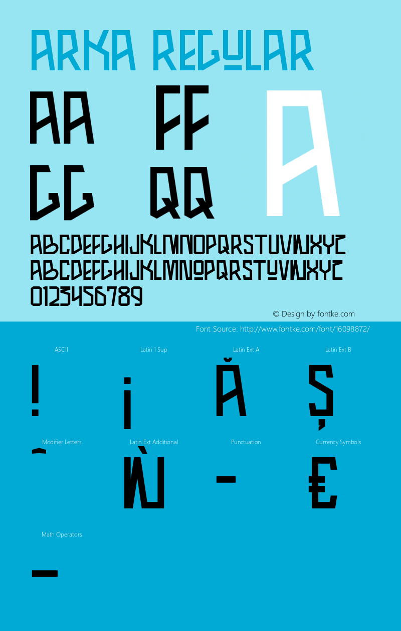 Arka Regular Version 1.000;PS 001.000;hotconv 1.0.70;makeotf.lib2.5.58329 Font Sample