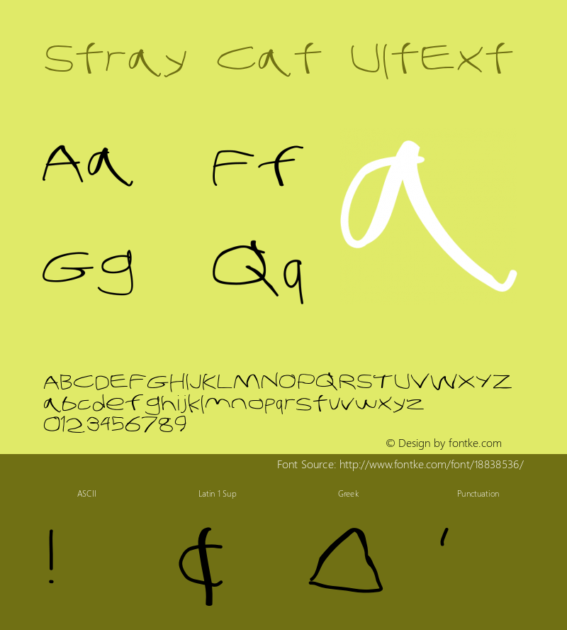 Stray Cat UltExt Version 1.0 Font Sample