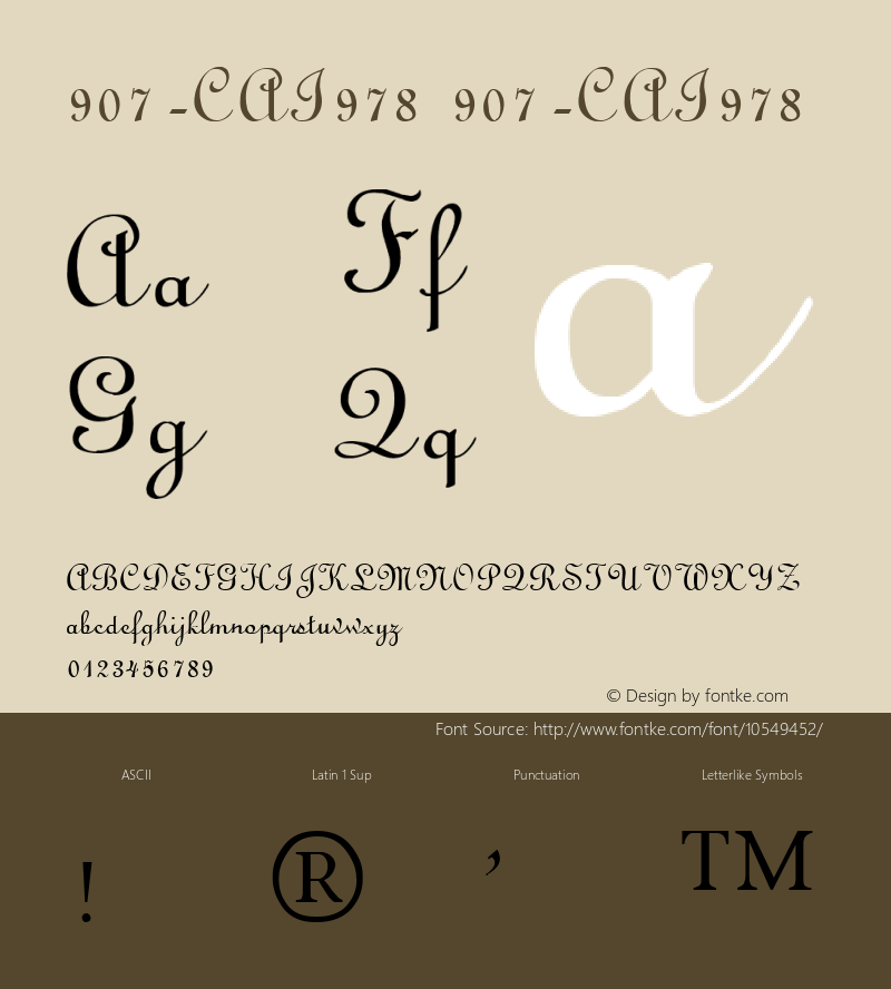 907-CAI978 907-CAI978 Version 3.0 Font Sample