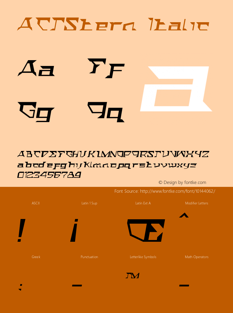 ACTStern Italic Macromedia Fontographer 4.1 Font Sample