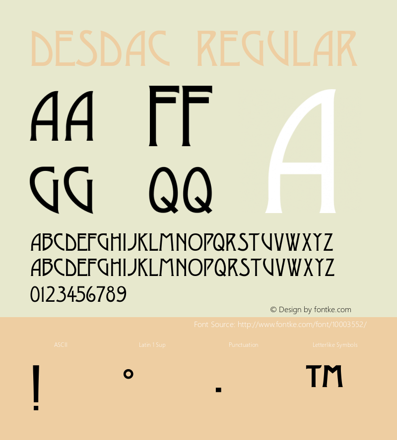 DesdaC Regular Macromedia Fontographer 4.1 18.06.97 Font Sample