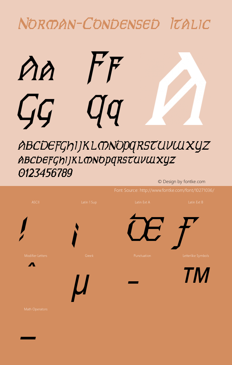 Norman-Condensed Italic 1.0/1995: 2.0/2001 Font Sample