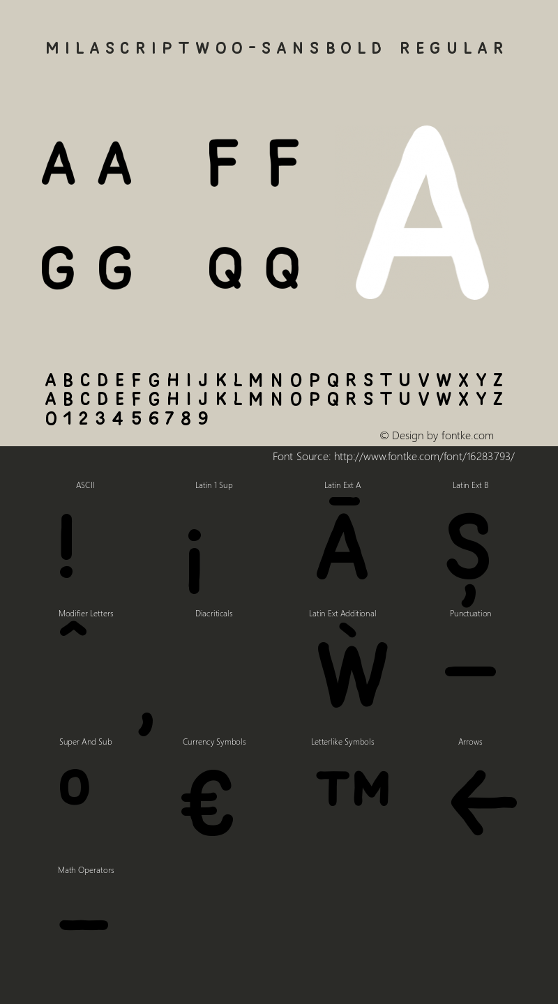 MilaScriptW00-SansBold Regular Version 1.20 Font Sample