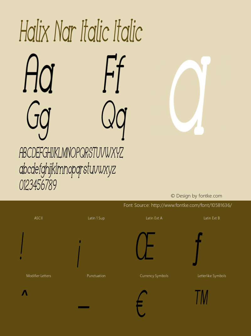 Halix Nar Italic Italic Version 1.000 Font Sample