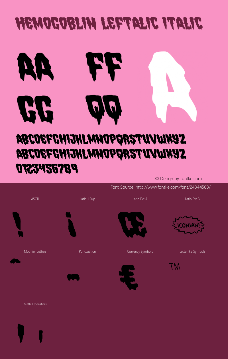 Hemogoblin Leftalic Version 1.0; 2017 Font Sample