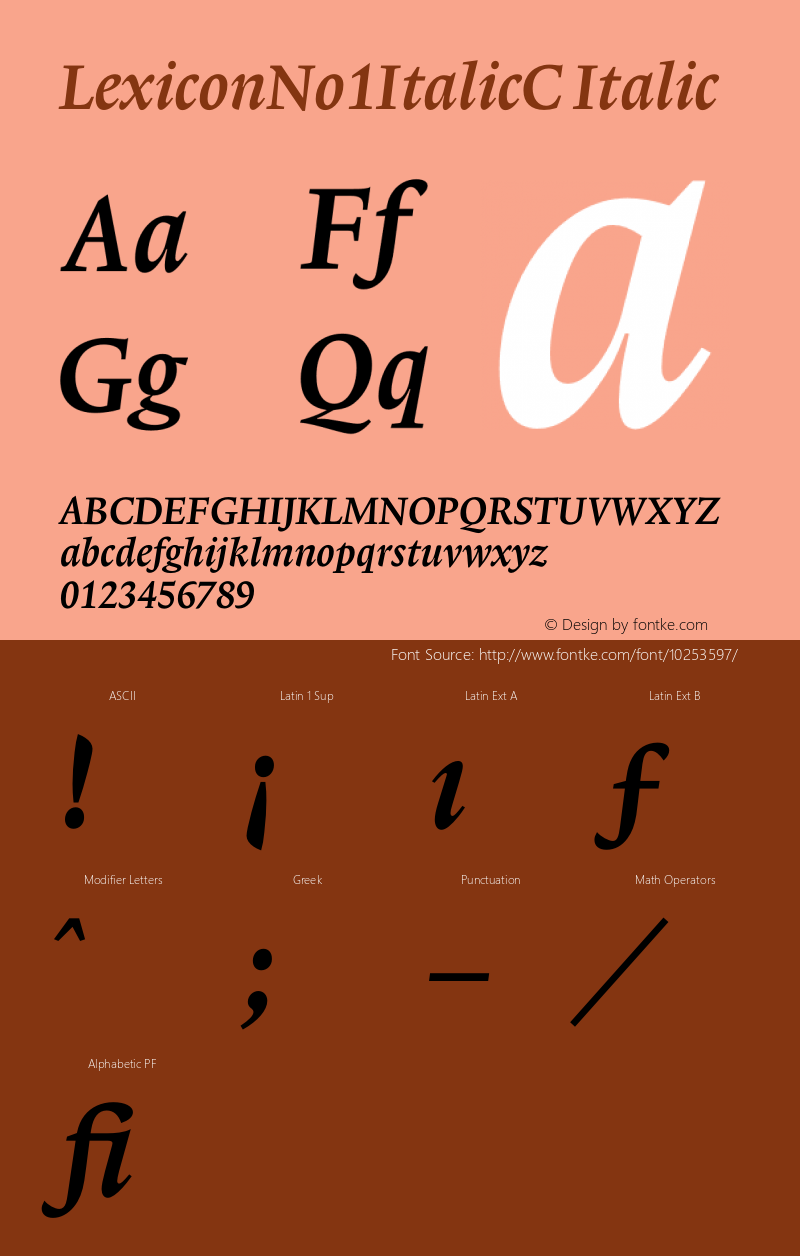 LexiconNo1ItalicC Italic 001.000 Font Sample