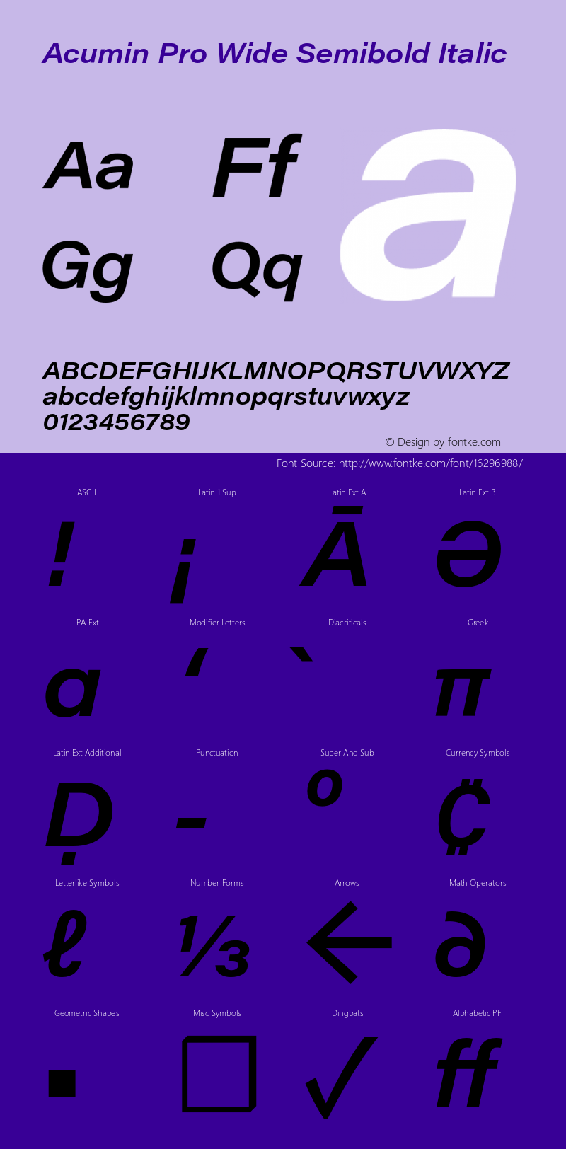 Acumin Pro Wide Semibold Italic Version 1.011 Font Sample