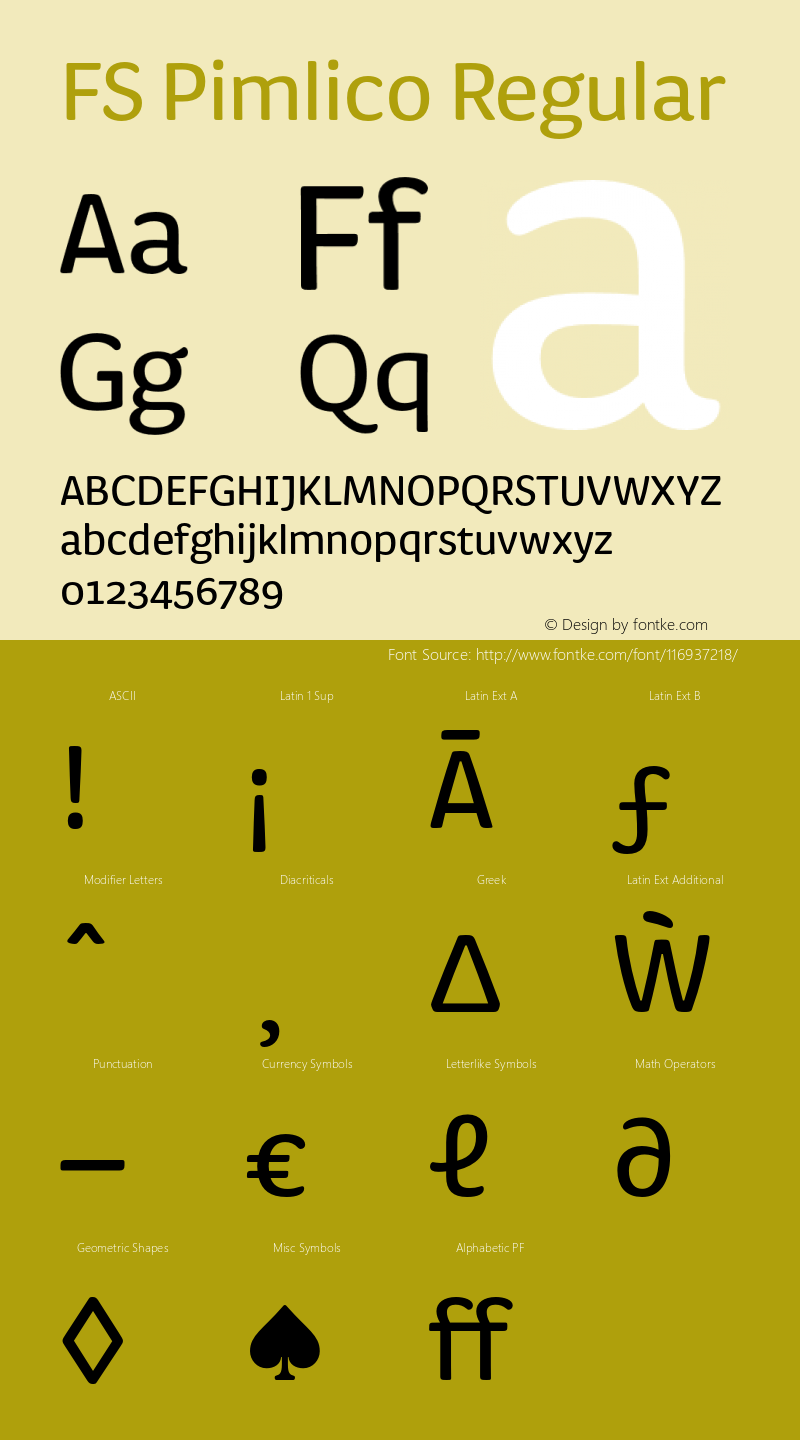 FSPimlico Version 1.01 Font Sample