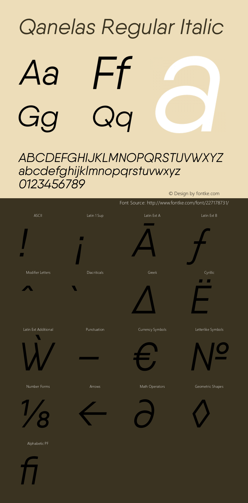 Qanelas-RegularItalic Version 1.000;PS 001.000;hotconv 1.0.88;makeotf.lib2.5.64775图片样张