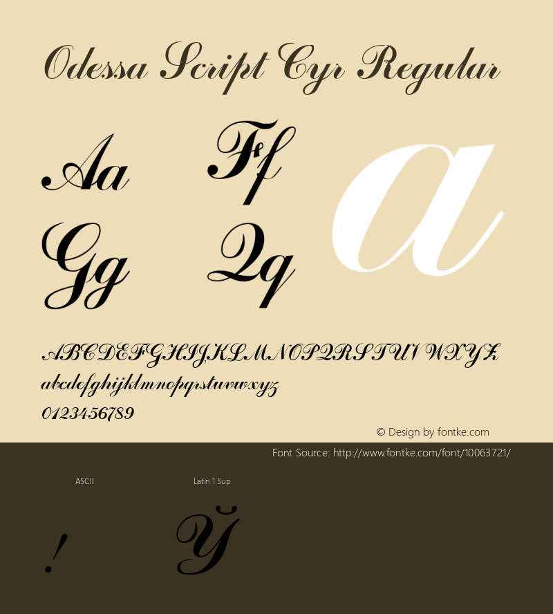 Odessa Script Cyr Regular Altsys Fontographer 3.5  6/26/92 Font Sample