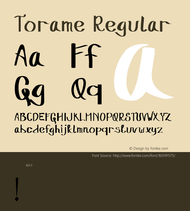 Torame Version 1.00;April 17, 2020;FontCreator 12.0.0.2555 64-bit Font Sample