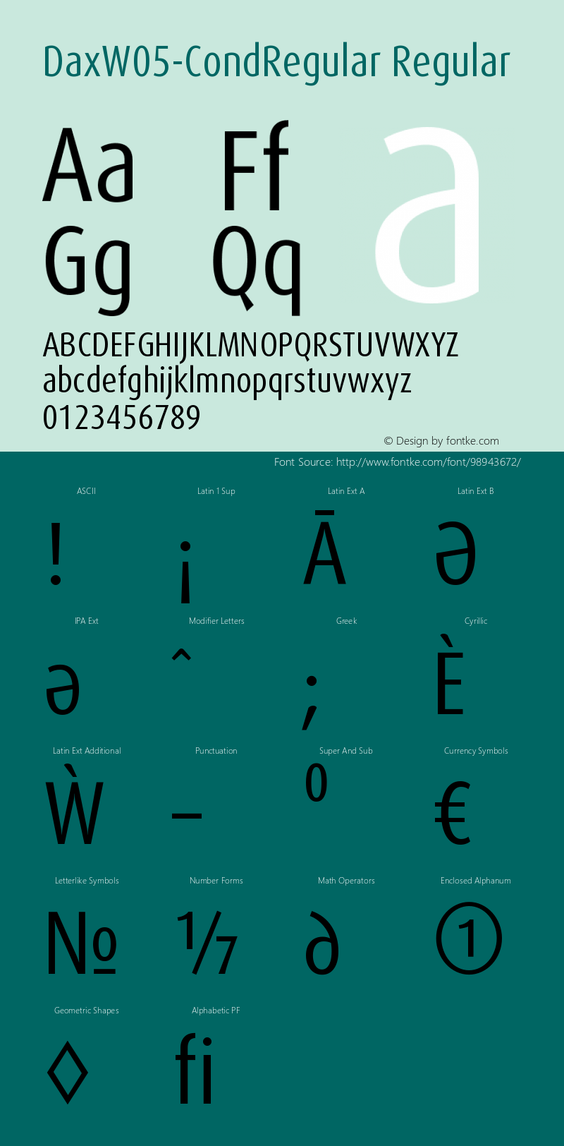 Dax W05 Cond Regular Version 7.504 Font Sample