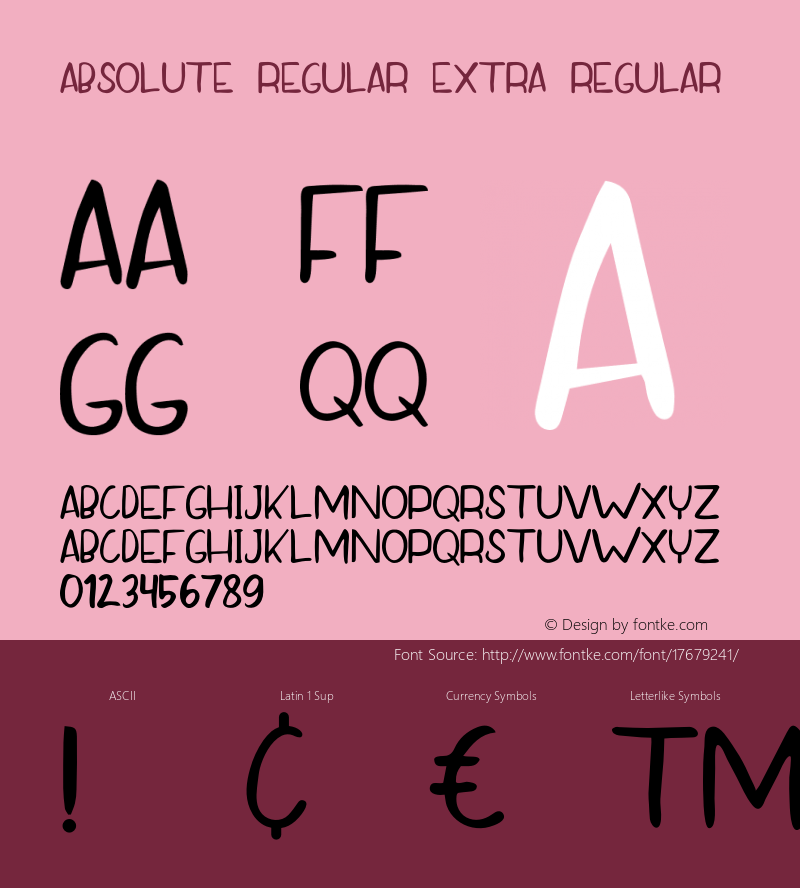 Absolute Regular Extra Regular Version 1.000;PS 001.000;hotconv 1.0.88;makeotf.lib2.5.64775 Font Sample