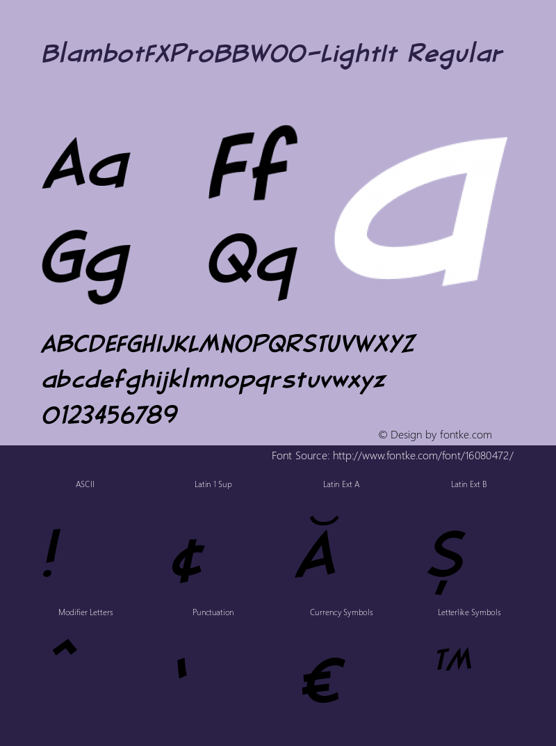 BlambotFXProBBW00-LightIt Regular Version 1.00 Font Sample