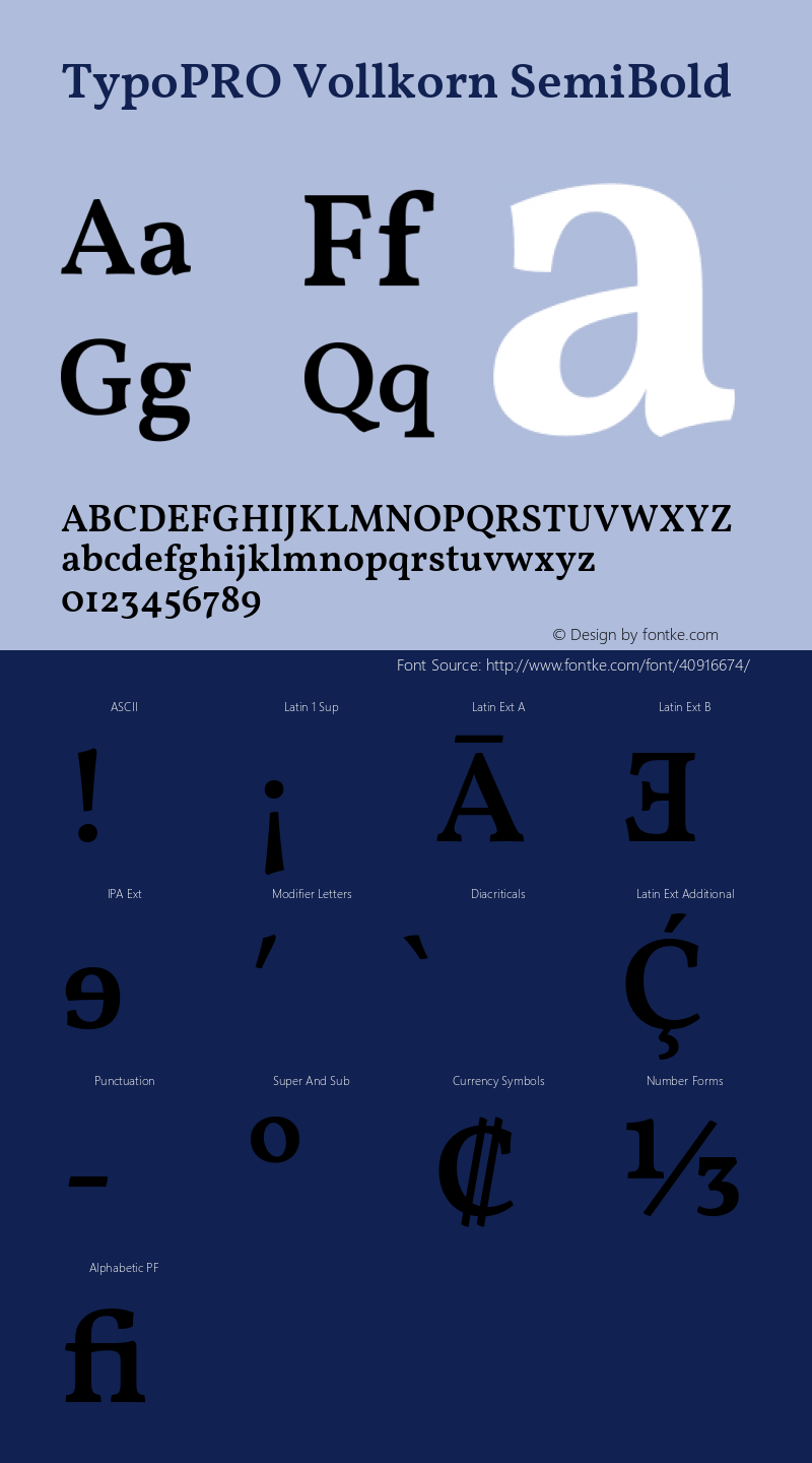 TypoPRO Vollkorn SemiBold Version 4.105 Font Sample