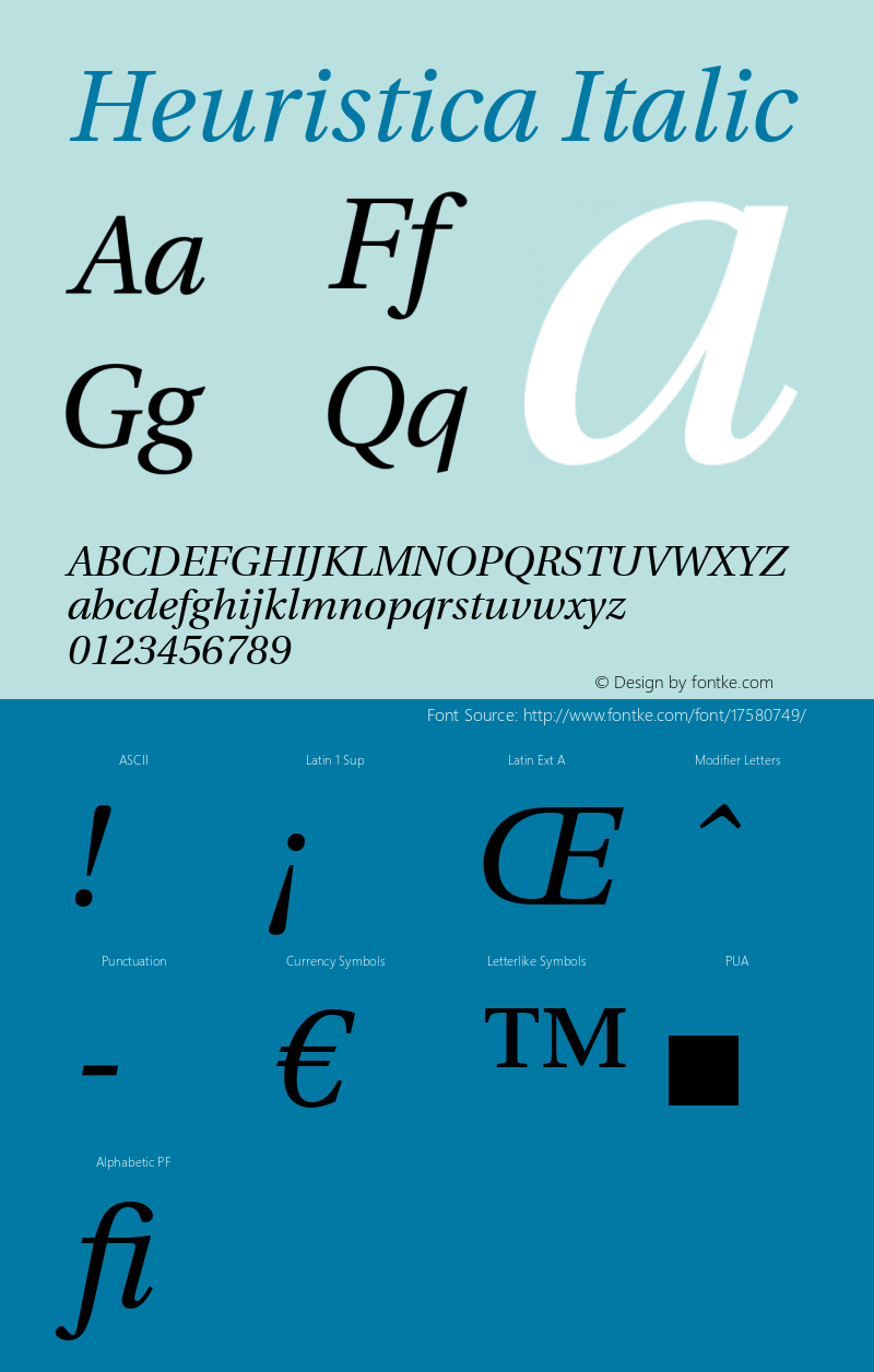 Heuristica Italic Version 1.0.1 Font Sample