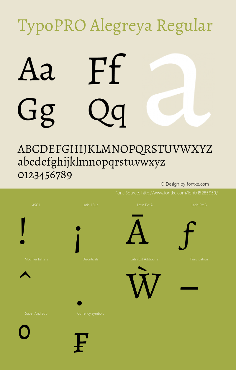 TypoPRO Alegreya Regular Version 1.003 Font Sample