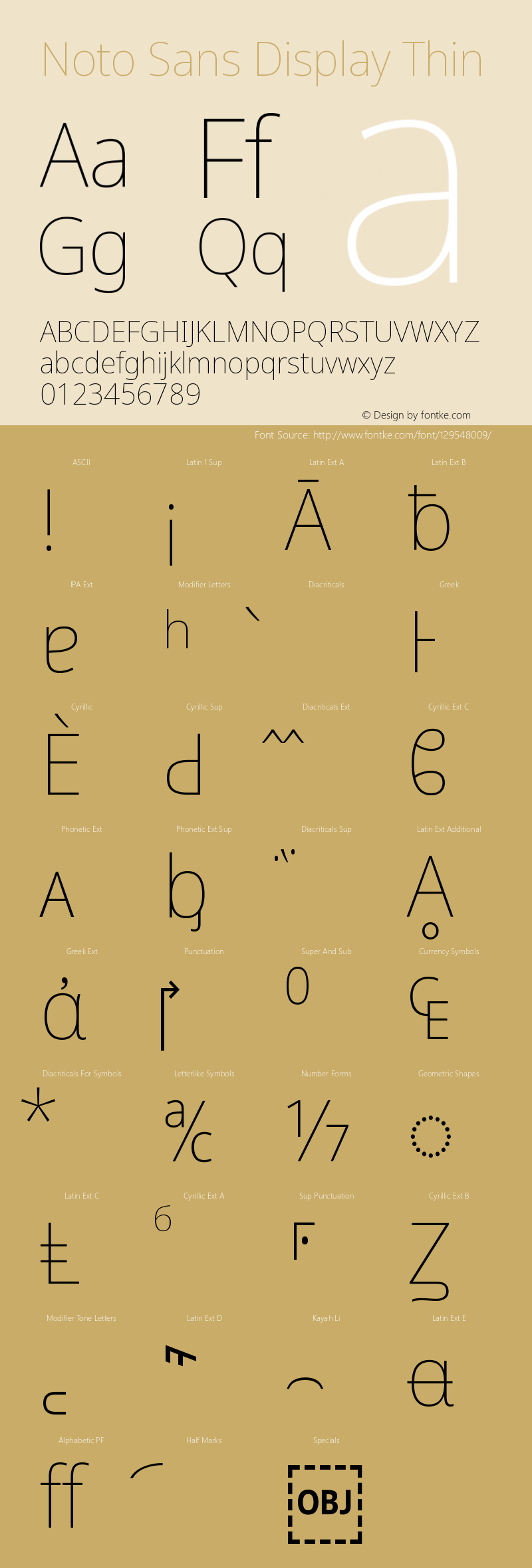 Noto Sans Display Thin Version 2.003 Font Sample