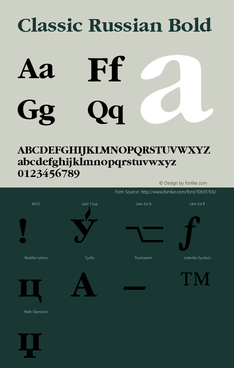 Classic Russian Bold 001.001 Font Sample