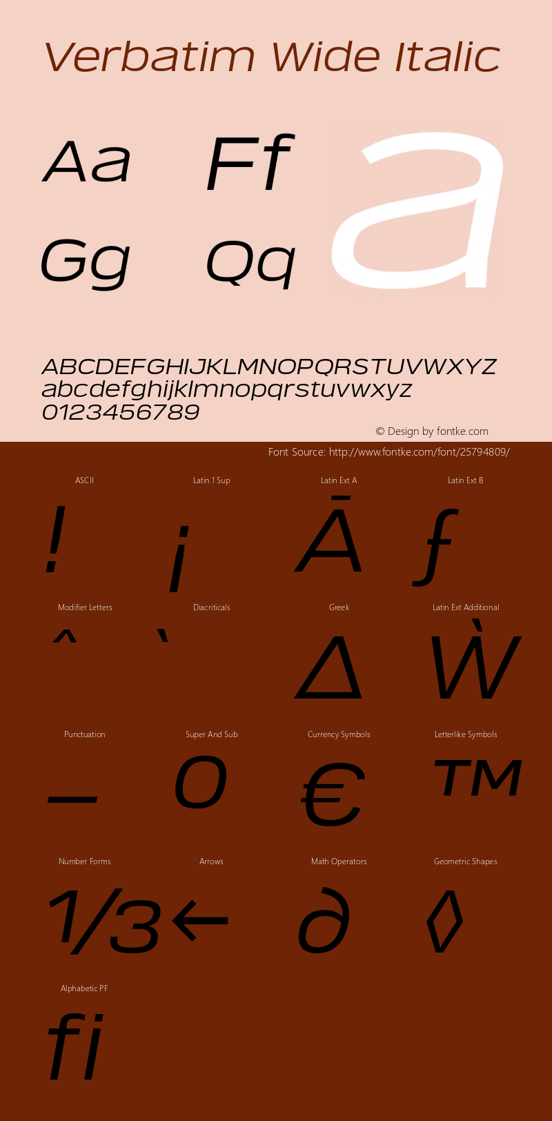 Verbatim Wide Oblique Version 1.0 | wf-rip DC20180505 Font Sample