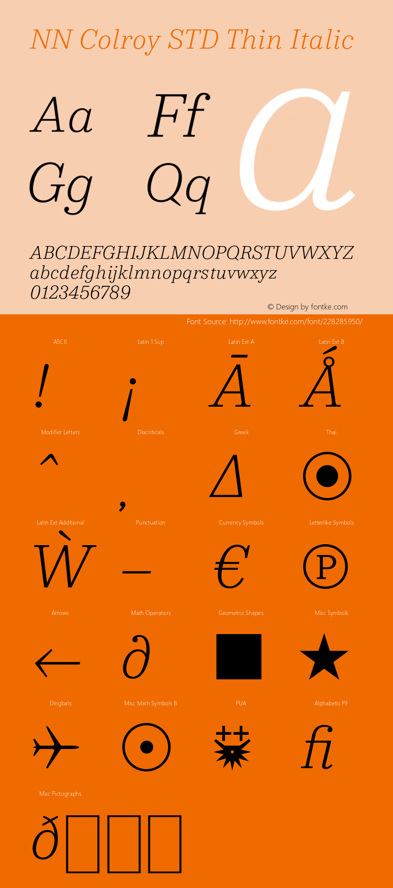 NN Colroy STD Thin Italic Version 2.000;FEAKit 1.0图片样张