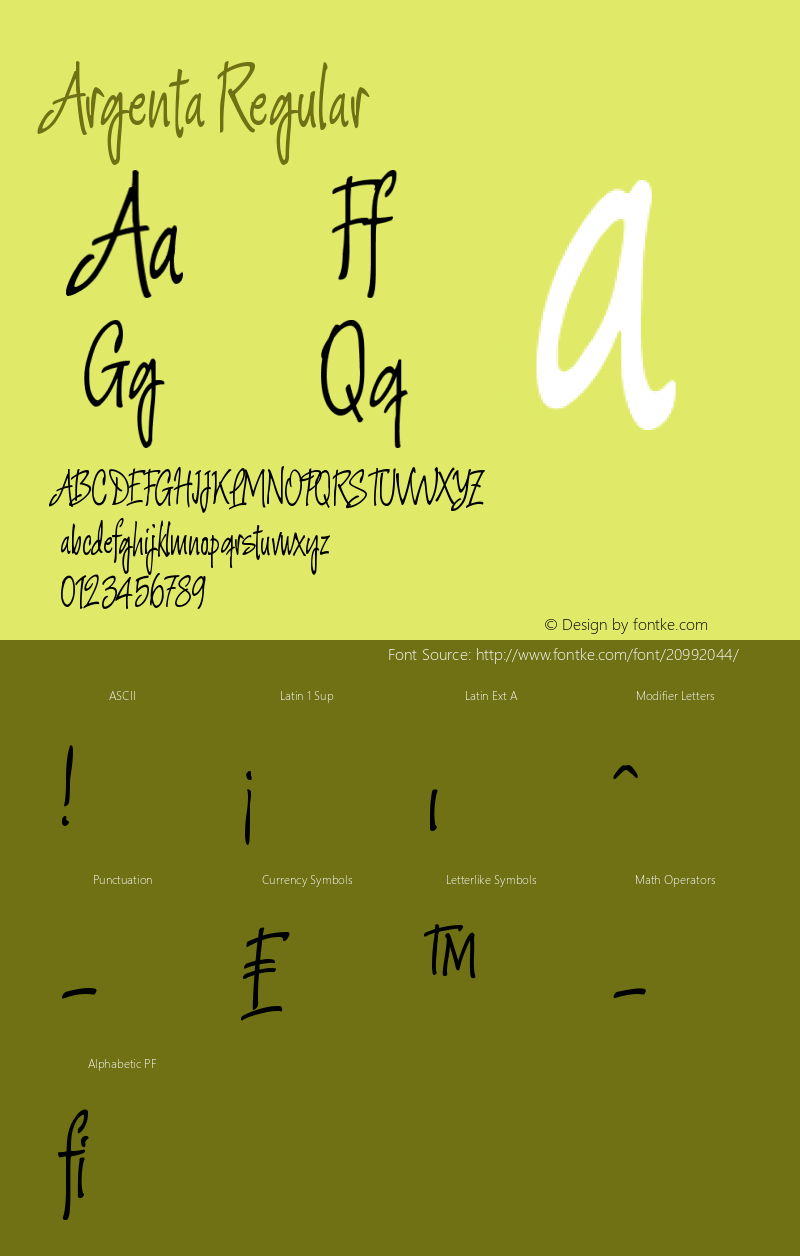 Argenta 001.000 Font Sample