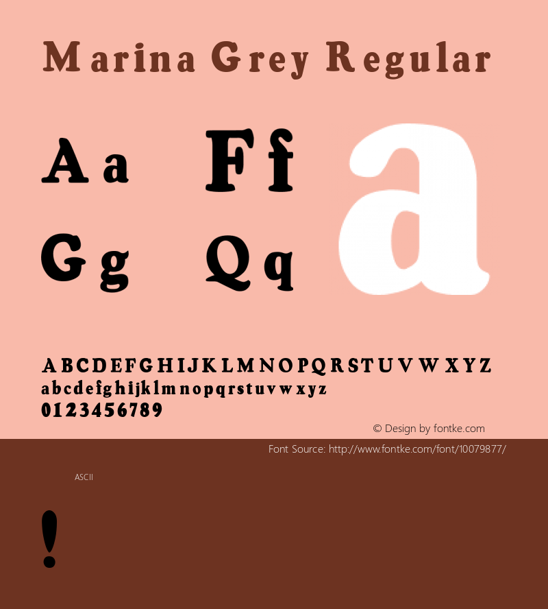 Marina Grey Regular Unknown Font Sample