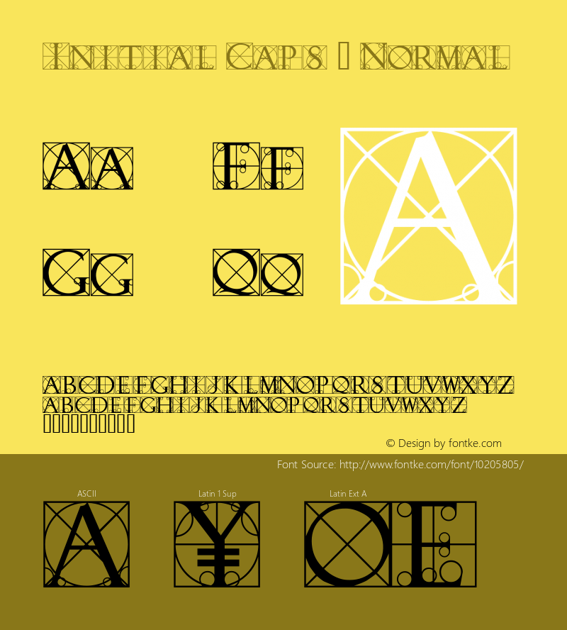 Initial Caps 3 Normal Macromedia Fontographer 4.1 9/25/96 Font Sample