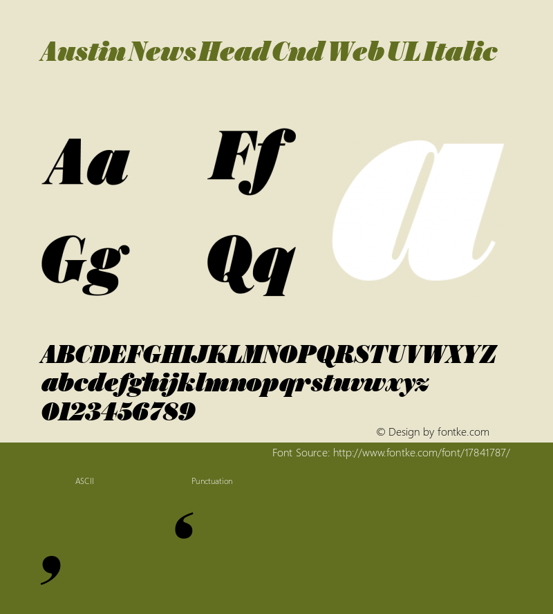 Austin News Head Cnd Web UL Italic Version 1.1 2016 Font Sample