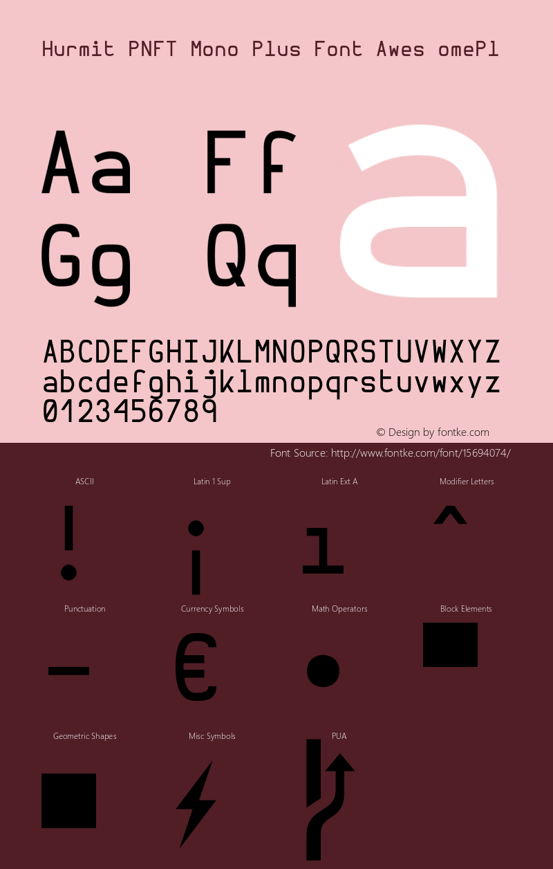 Hurmit PNFT Mono Plus Font Awes omePl Version 1.21;Nerd Fonts 0.5. Font Sample