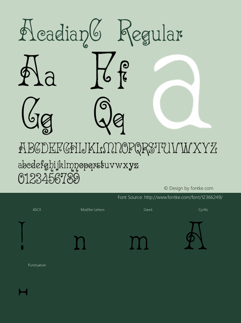 AcadianC Regular OTF 1.0;PS 001.001;Core 116;AOCW 1.0 161 Font Sample