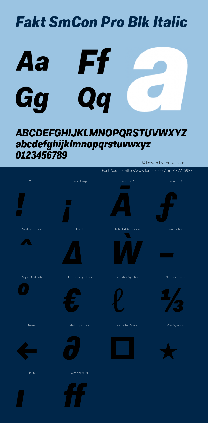 Fakt SmCon Pro Blk Italic Version 2.000;PS 1.000;hotconv 1.0.50;makeotf.lib2.0.16970 Font Sample