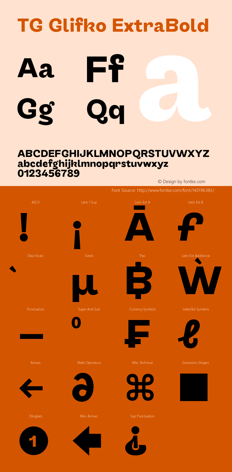 TG Glifko ExtraBold Version 1.000;hotconv 1.0.109;makeotfexe 2.5.65596 Font Sample