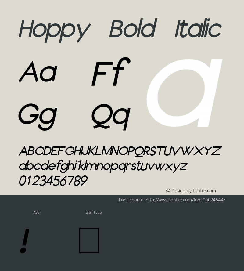 Hoppy Bold Italic Unknown Font Sample
