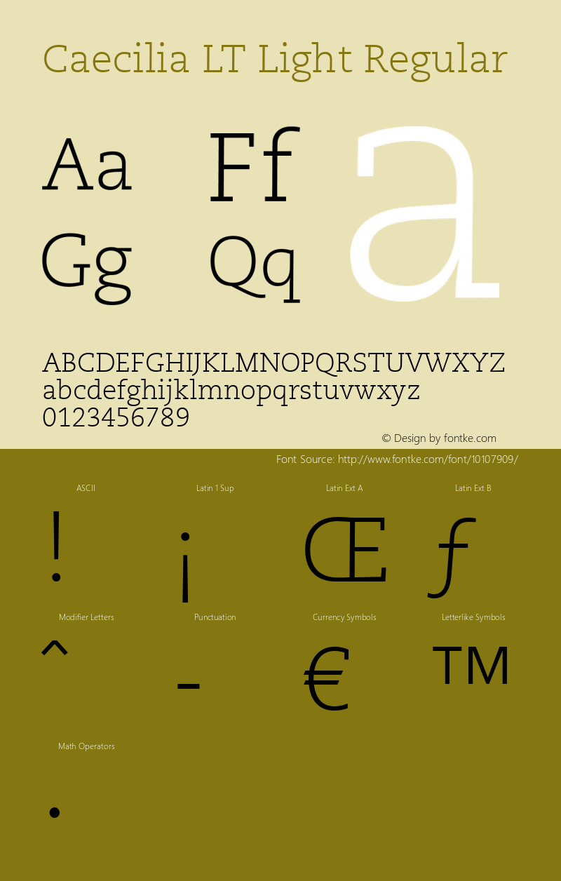 Caecilia LT Light Regular Version 6.1; 2002 Font Sample