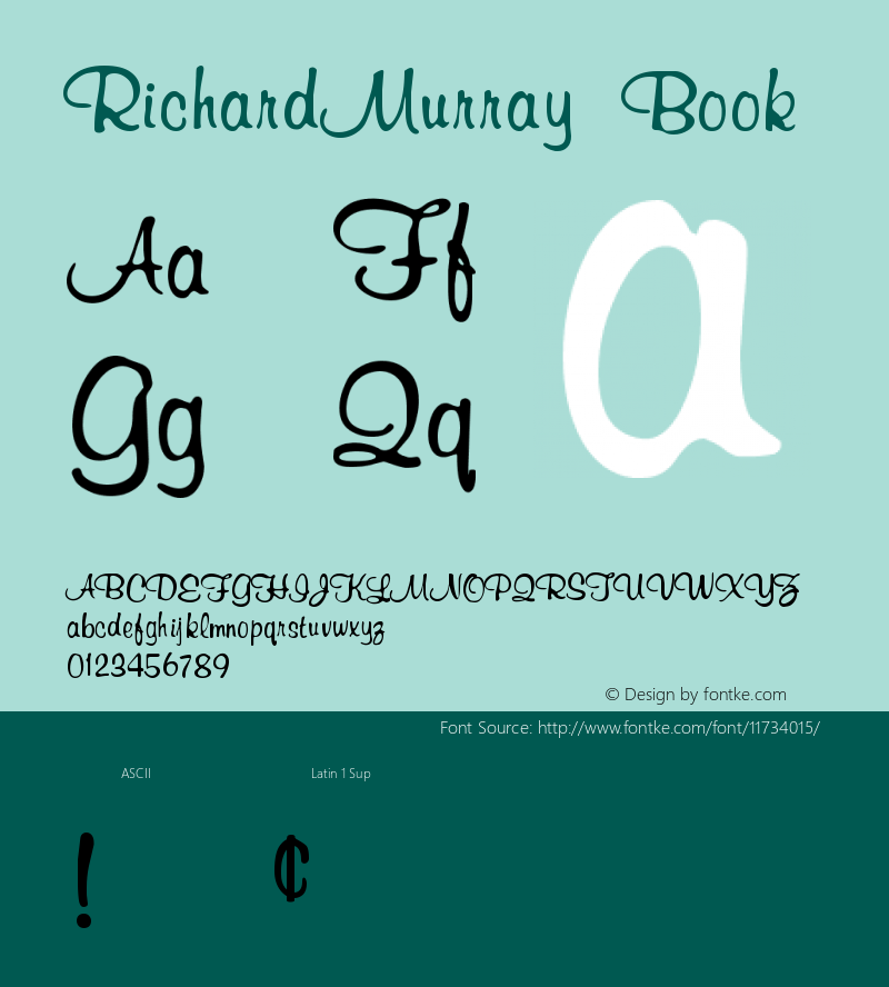 RichardMurray Book Version 001.001 Font Sample